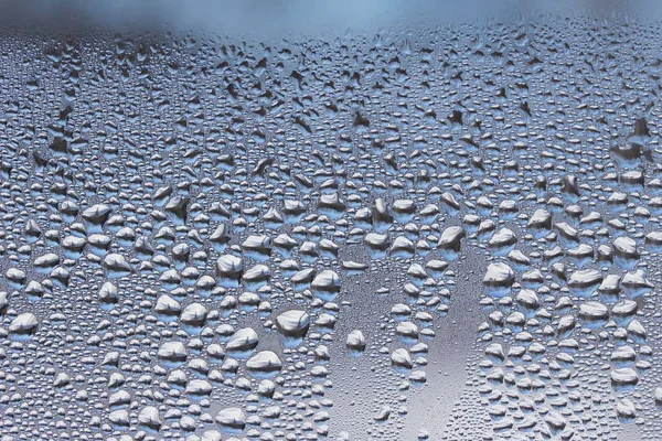 Close Abstract Texture View Water Droplets Condensation Glass Window Pane — 스톡 사진