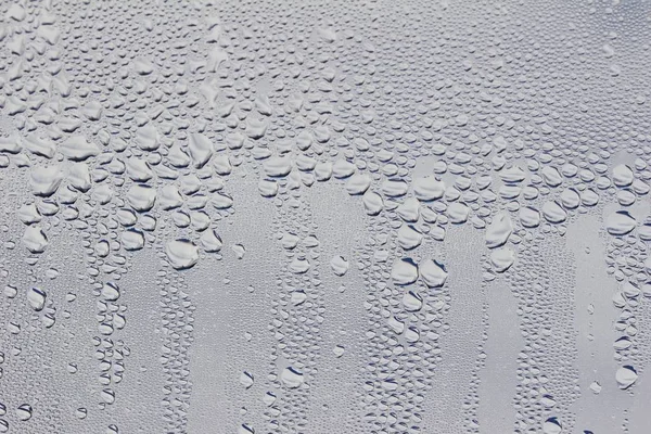 Close Abstracte Textuur Weergave Van Waterdruppels Condensatie Een Ruit Bij — Stockfoto