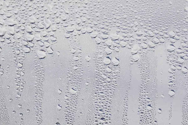 Close Abstract Texture View Water Droplets Condensation Glass Window Pane — 스톡 사진