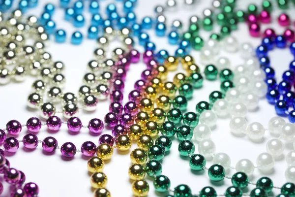 Macro Abstract Texture Background Multi Color Metallic Mardi Gras Beads — 스톡 사진