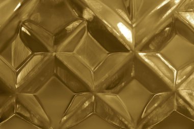 Modern kurşun kristal camların makro soyut desen görüntüsü parlak altın rengi yansıtıyor