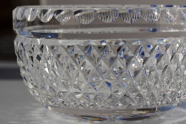 Macro Texture Abstraite Vue Verre Cristal Plomb Moderne Reflétant Lumière — Photo
