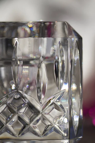 Macro Abstracte Textuur Weergave Van Modern Loodkristal Glas Reflecterende Briljant — Stockfoto