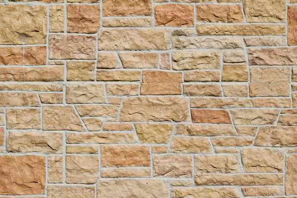 Limestone Exterior Wall Texture Background Vintage Stone Blocks Varying Sizes — 스톡 사진