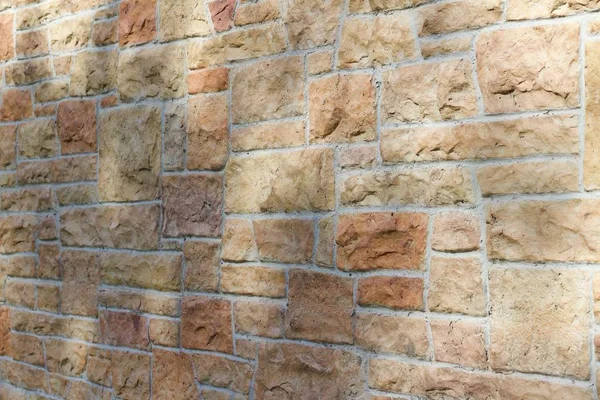 Limestone Exterior Wall Texture Background Vintage Stone Blocks Varying Sizes — 스톡 사진
