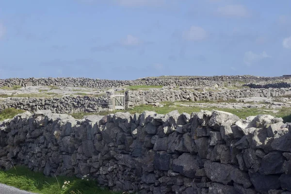 Paisaje Vista Del Escarpado Terreno Las Islas Aran Con Muro — Foto de Stock