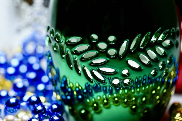 Vista Textura Macro Hermoso Candelabro Verde Metálico Con Bokeh Luz —  Fotos de Stock