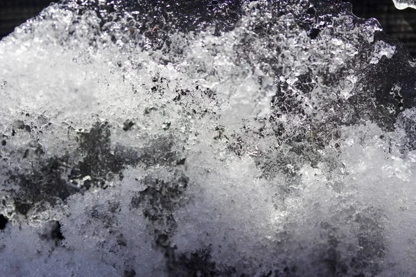 Close Abstract Texture Background Snow Ice Covered Asphalt Road Surface — Stock Photo, Image