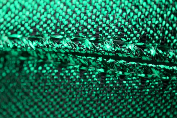 Brillante Brillante Tessuto Metallico Verde Nastro Sfondo Astratto Avendo Texture — Foto Stock