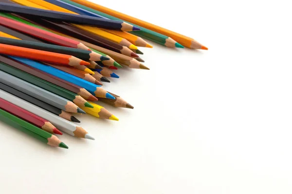 Figures Colored Pencils White Background Mixed Color Pencils — Stock Photo, Image