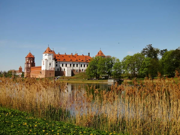 Landschap Met Een Prachtig Middeleeuws Kasteel Stad Mir Belarus — Stockfoto