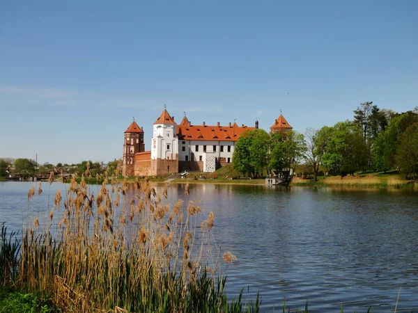 Landschap Met Een Prachtig Middeleeuws Kasteel Stad Mir Belarus Rode — Stockfoto