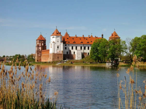 Landschap Met Een Prachtig Middeleeuws Kasteel Stad Mir Belarus Rode — Stockfoto