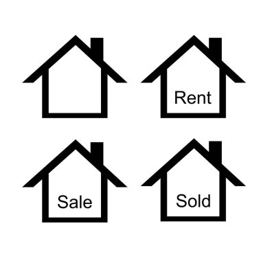 Ev, daire, bina ve kira, satış ya da tüm biletler için kullanılıyor. Reklam tabelası için de kullanılabilir. Düz dizayn ve beyaz taban rengi kullanan bu işaret