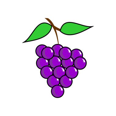 Üzüm ilüstrasyon vektör simgesi tam renk. Basit ve minimalist tasarım. Meyve temel element grafik kaynakları.