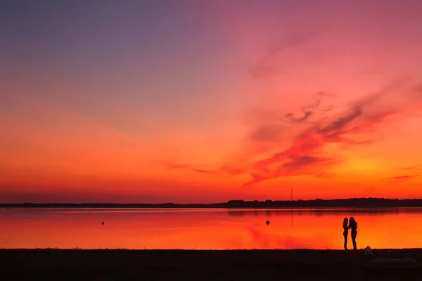 Beautiful Bright Sunsets Belarusian Lakes — Stock Photo, Image