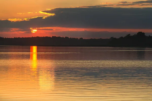 Schöne Helle Sonnenuntergänge Weißrussischen Seen — Stockfoto