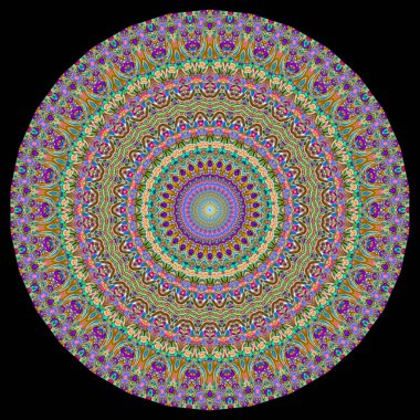 Kaleydoskop, mandala, desen, süs, arabesk gibi renkli çizimler.