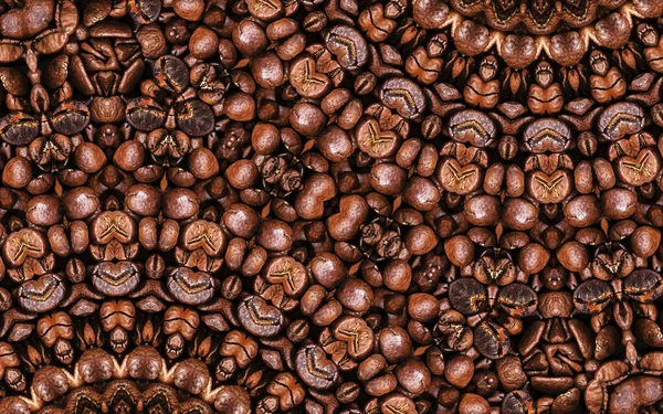 彩色插图 如万花筒 曼陀罗 装饰品 阿拉伯式 咖啡豆 — 图库照片