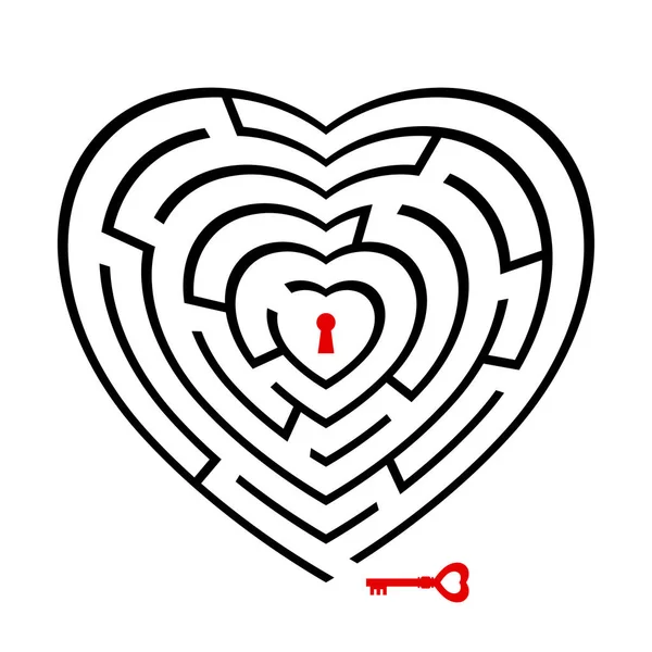 Illustrazione vettoriale di un labirinto nella forma di un puzzle del cuore — Vettoriale Stock