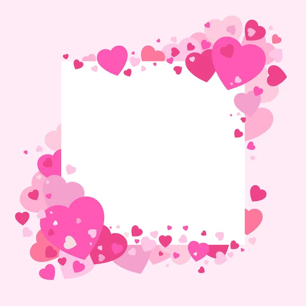 Vector Concept Valentijnsdag Roze Hart Frame en achtergrond — Stockvector
