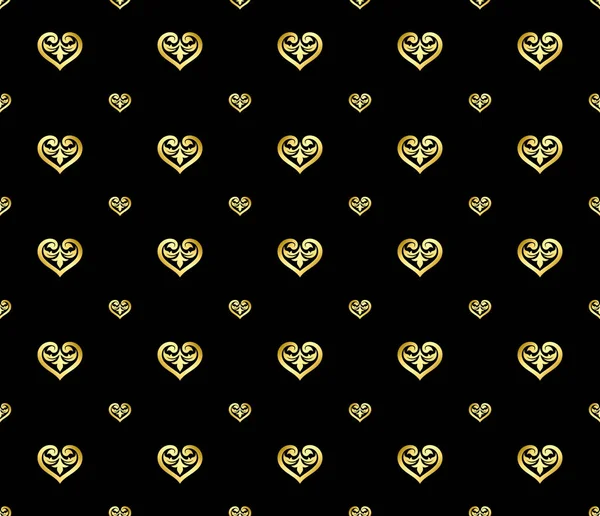 Estilo de ornamento sem costura Luxury Gold Heart Shaped Pattern — Vetor de Stock