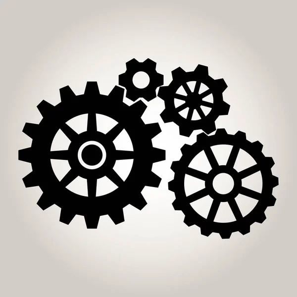 4 Black Cogs, Mechanical Gear Vector. — Stock Vector