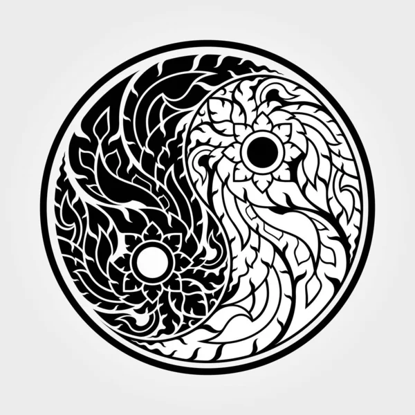 Thai művészet yin és yang minták - vektor — Stock Vector
