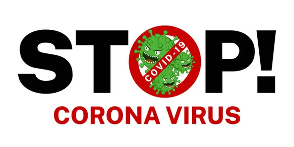 停止符号Covid 19和Corona病毒白色背景 并在一个红色的标志上划线 孤立的矢量说明 — 图库矢量图片