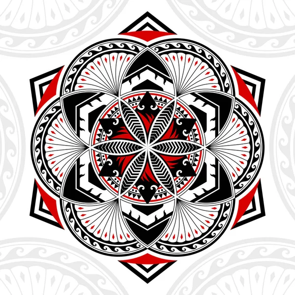 Thaise Patroon Gemengde Kunst Polynesische Kunst Mandala Kunst Cirkels Vormen — Stockvector