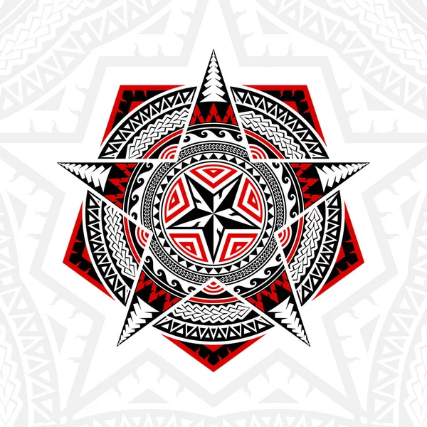 Motif Thaï Art Mixte Art Polynésien Art Mandala Forme Pentagone — Image vectorielle