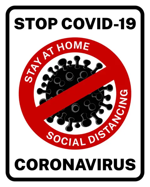 Pare Assinar Covid Coronavirus Símbolo Fique Casa Distanciamento Social Fundo — Vetor de Stock