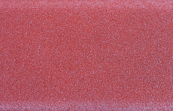 Textura Escarcha Una Superficie Roja Hoarfrost Una Cubierta Plástico Rojo —  Fotos de Stock