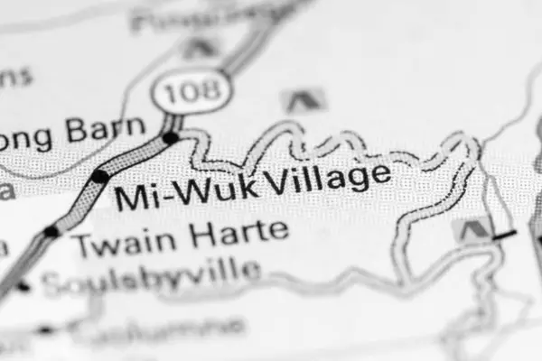 Mi-Wuk Köyü. Kaliforniya mı? ABD haritada — Stok fotoğraf