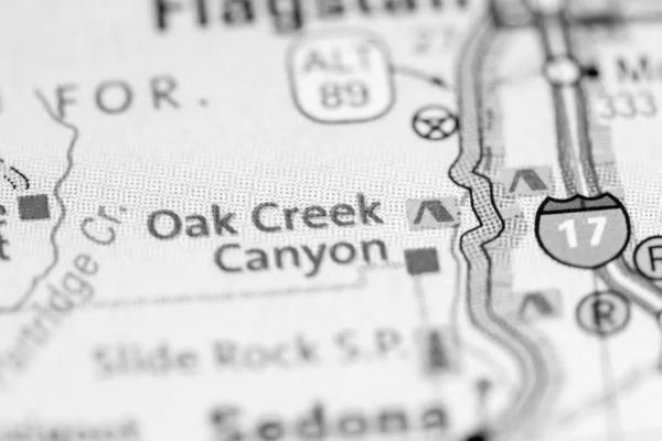 Cañón Oak Creek. Arizona. EEUU en un mapa — Foto de Stock