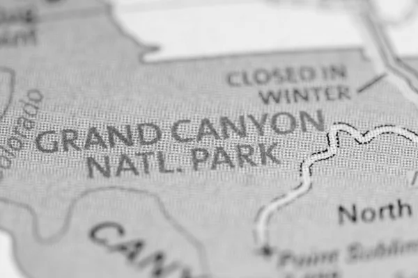 Εθνικό Πάρκο Γκραντ Κάνυον. Αριζόνα. Usa σε ένα χάρτη — Φωτογραφία Αρχείου