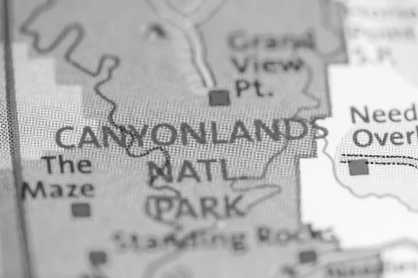 Parque Nacional Canyonlands. Utah. EEUU en un mapa — Foto de Stock