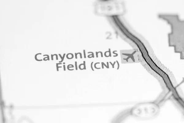 Αεροδρόμιο Canyonlands CNY. Γιούτα. ΗΠΑ σε ένα χάρτη — Φωτογραφία Αρχείου