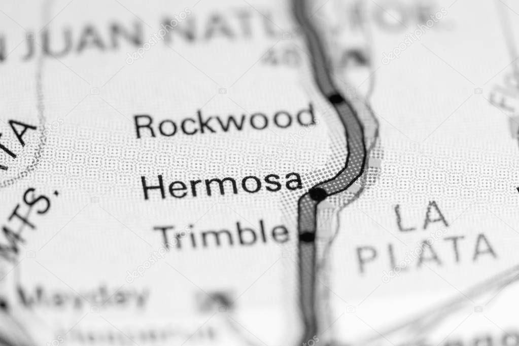 Hermosa. Colorado. USA on a map