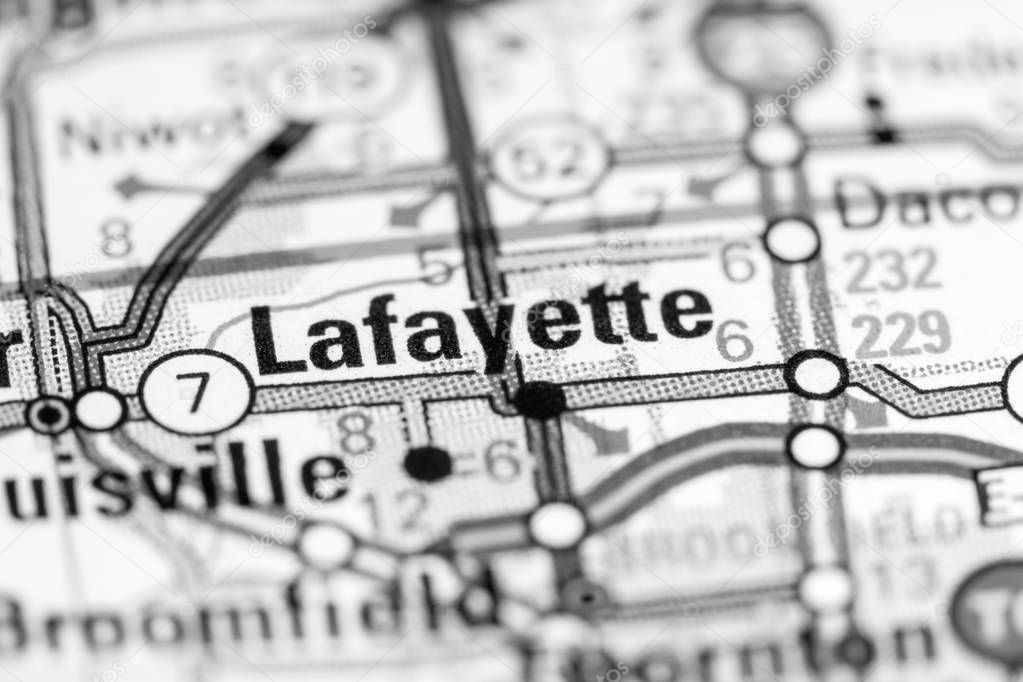 Lafayette. Colorado. USA on a map