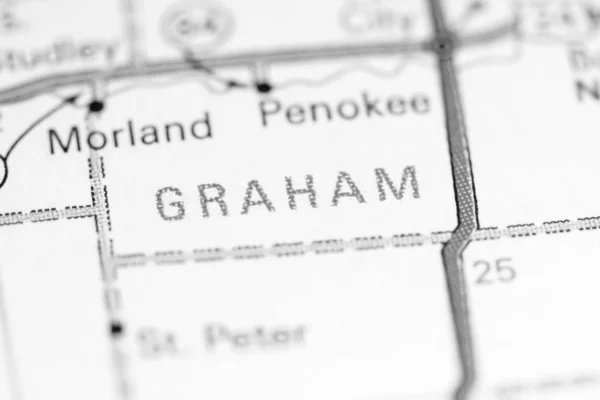 ¿Graham? Kansas. EEUU en un mapa —  Fotos de Stock