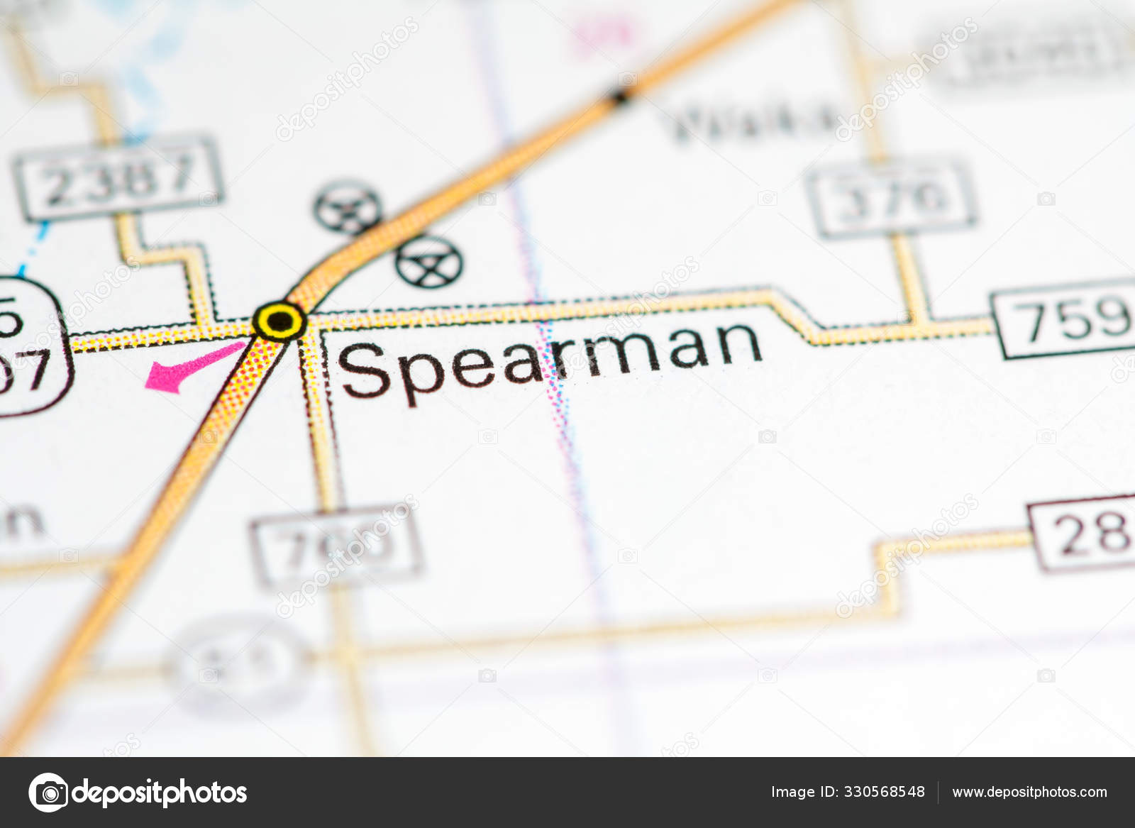 Spearman. Texas. USA on a map Stock Photo by ©aliceinwonderland2020