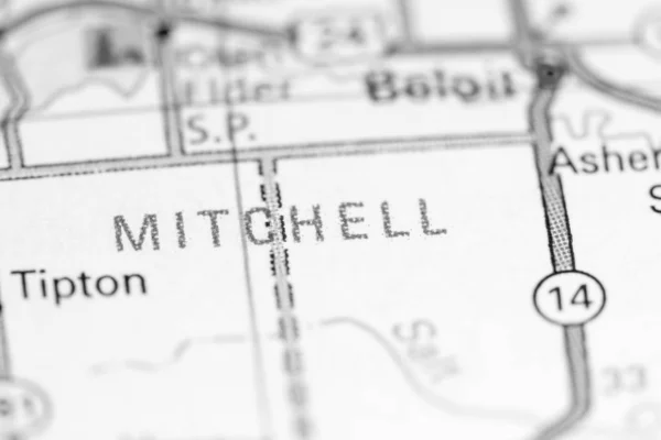 米切尔Mitchell. 堪萨斯州 地图上的Usa — 图库照片