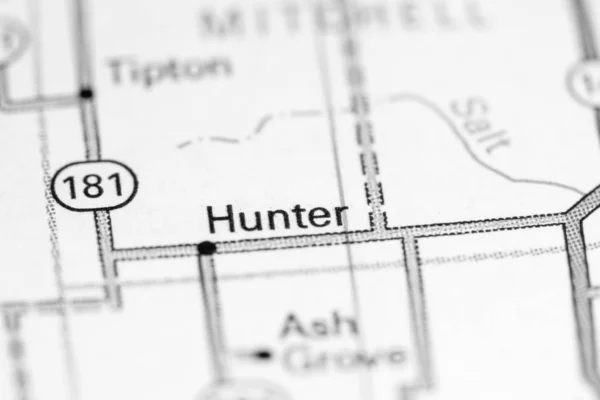 Huntere. Kansas. USA na mapě — Stock fotografie