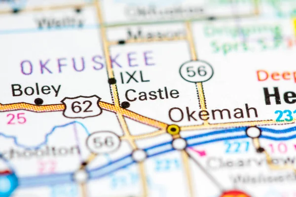 Castle. Oklahoma. USA on a map