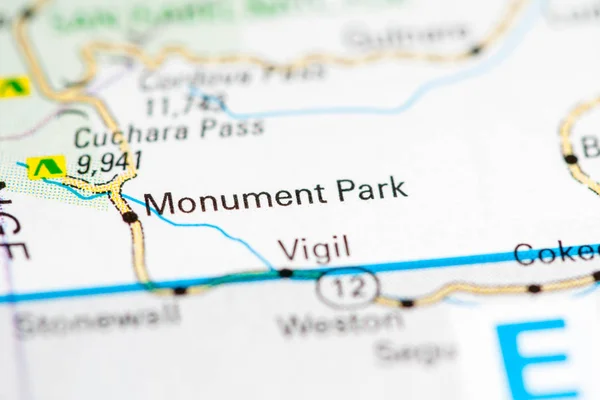 Monumentenpark. Colorado. Usa op een kaart — Stockfoto