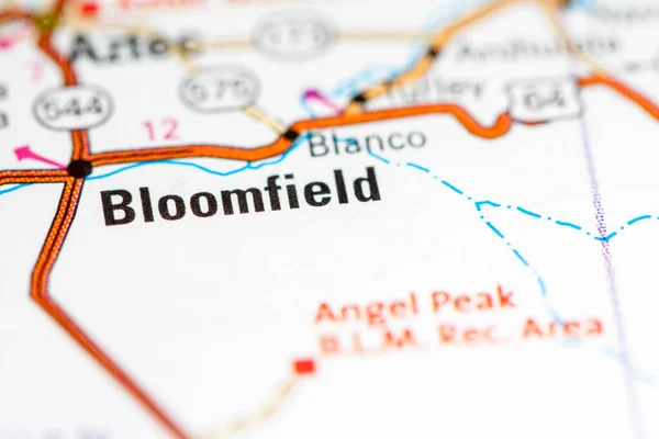 Bloomfield. Nuovo Messico. Stati Uniti su una mappa — Foto Stock