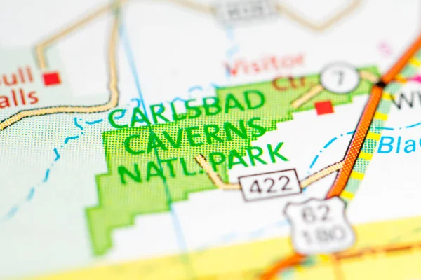 Parque Nacional Carlsbad Cavernas. Nuevo México. EEUU en un mapa — Foto de Stock