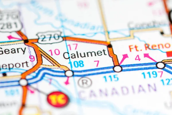 Calumet. Oklahoma. EEUU en un mapa — Foto de Stock