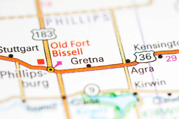 Gretna. Kansas. EUA sobre um mapa — Fotografia de Stock